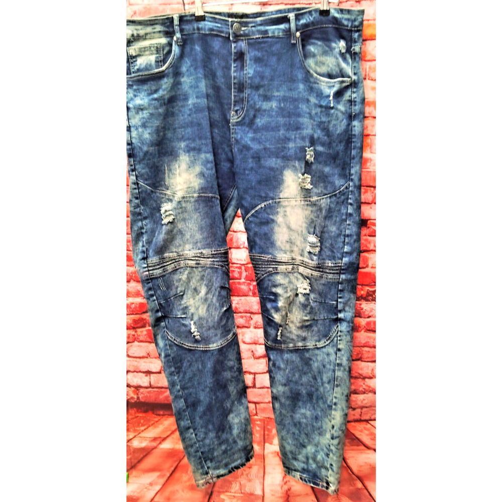 Waimea Jeans Mens 44 Blue Denim Bleaching Tint Distressed Skinny 5 Pocket Preppy